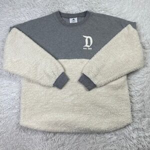 Spirit Jersey Sweater Unisex Gray Disneyland Resort Sherpa Fleece Puff Lettering